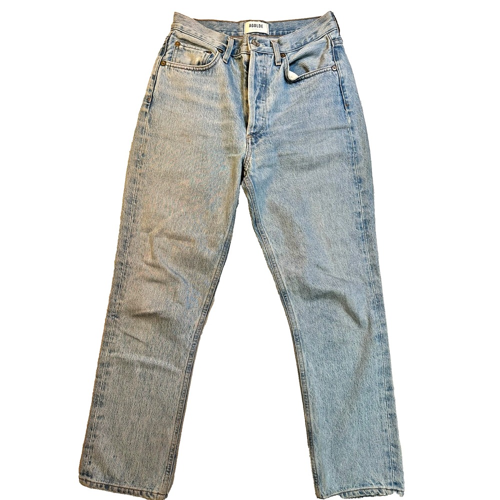 Agolde Straight Leg Jeans 80s Wash Riley High Rise Crop Classic Luxe Denim 25
